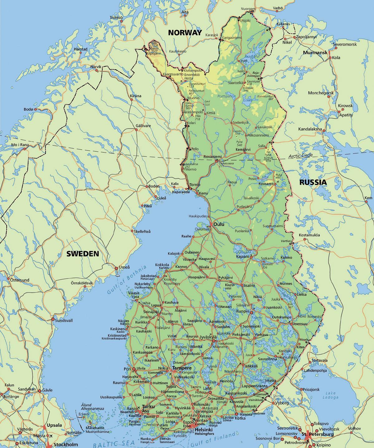 Peta dari lingkaran arktik Finlandia