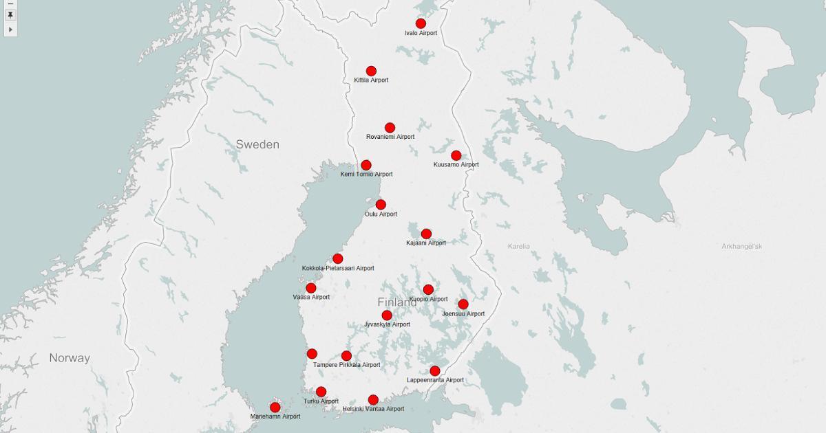 Peta dari Finlandia bandara