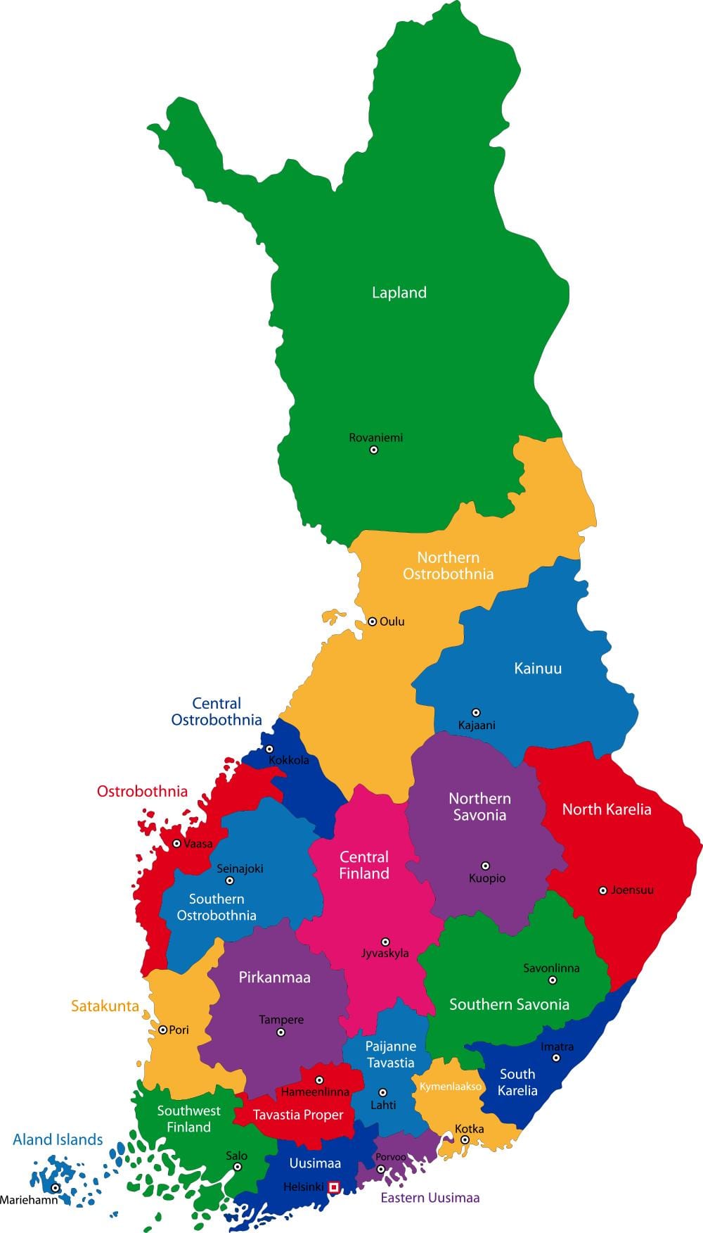 Finlandia provinsi peta