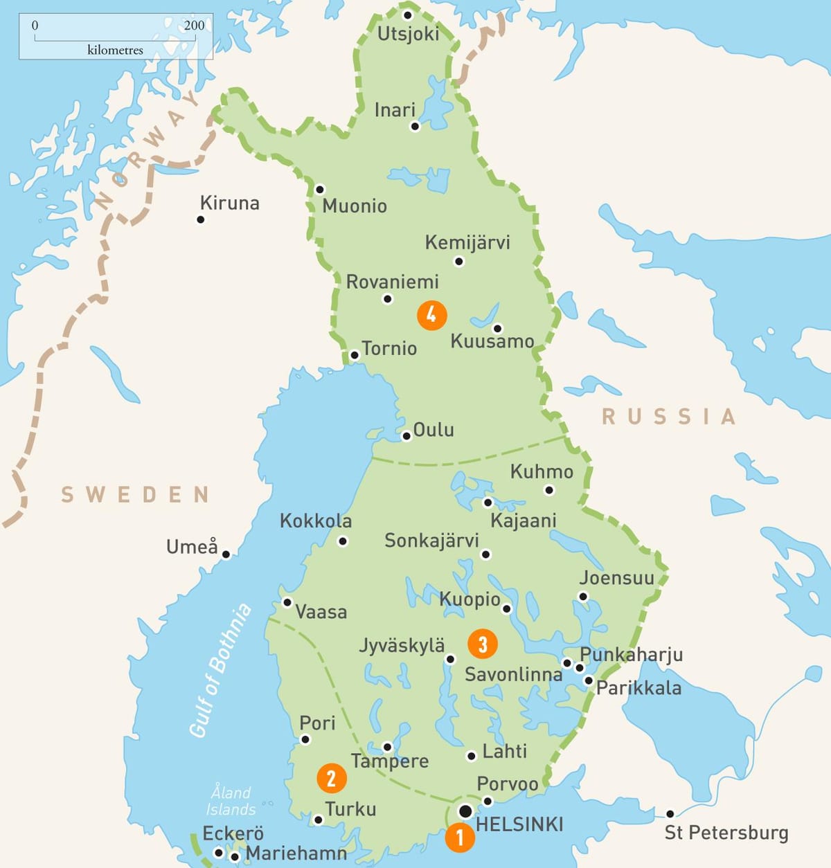 Peta dari danau Finlandia