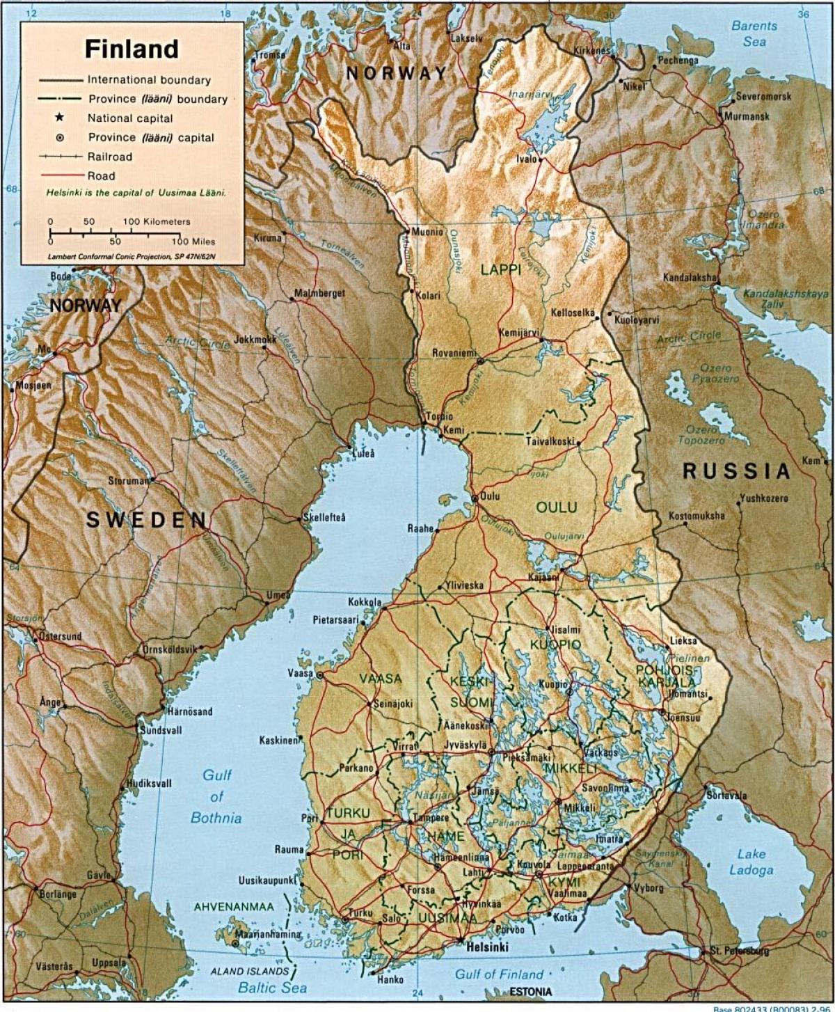 Peta topografi Finlandia