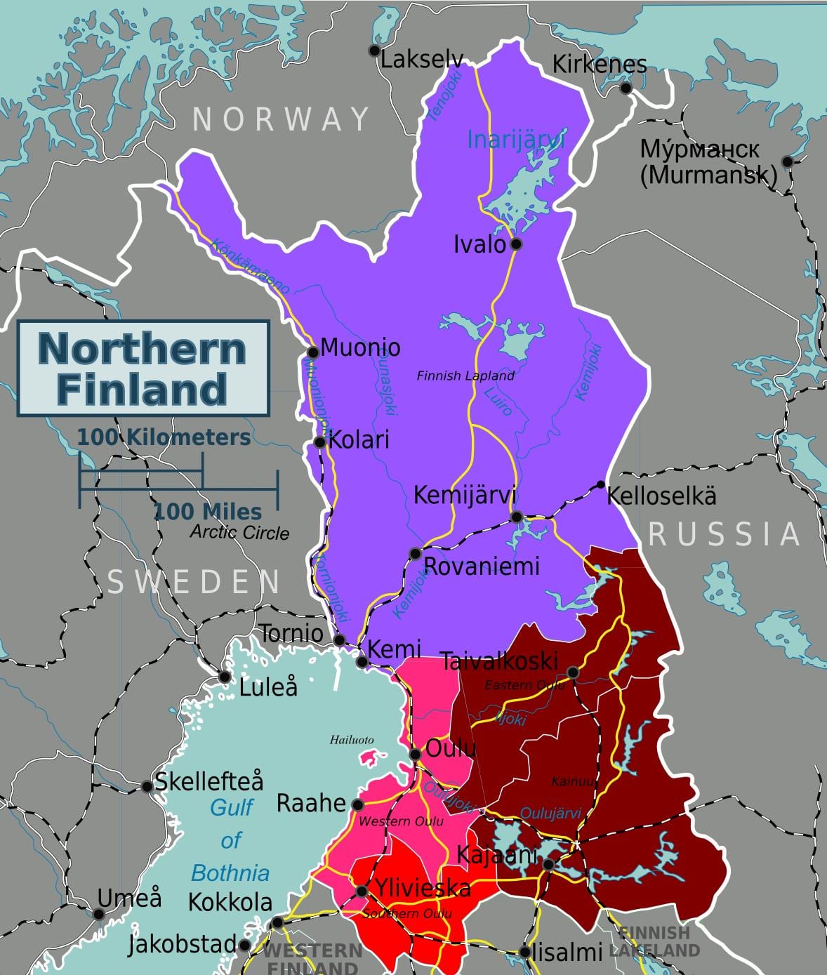 Peta dari utara Finlandia