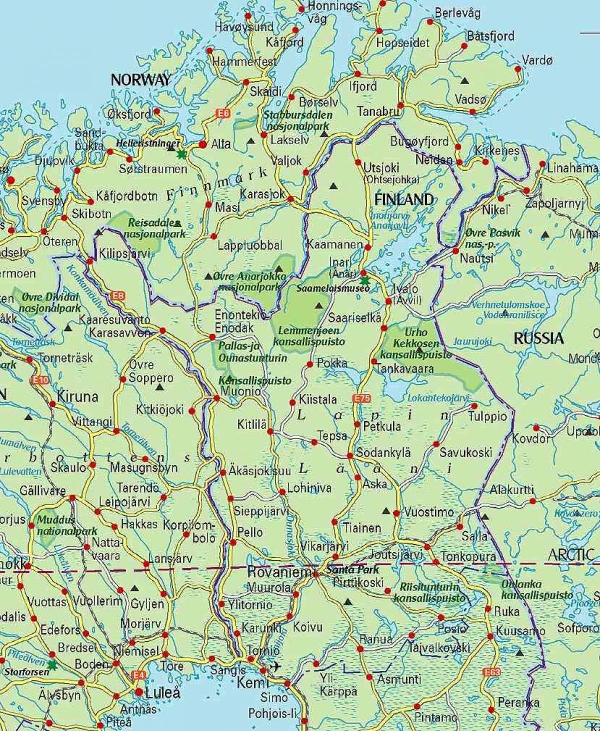 peta dari Finlandia dan lapland
