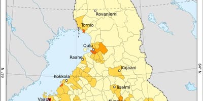 Finlandia kepadatan penduduk peta