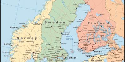 Peta dari Finlandia dan negara-negara sekitarnya